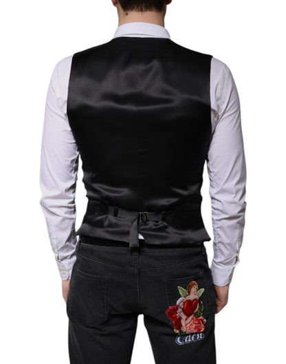 Black Wool Formal Dress Men Waistcoat Vest