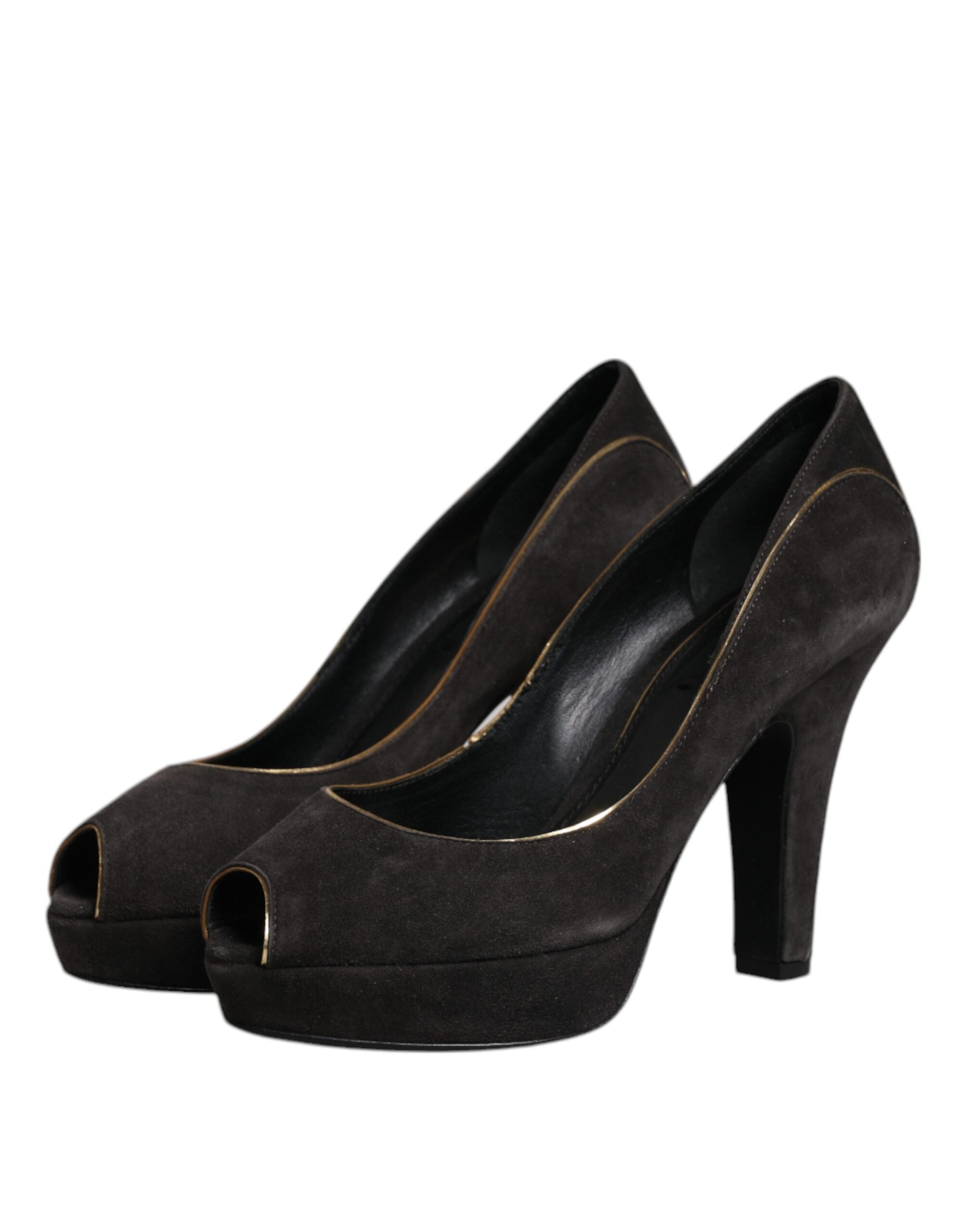 Black Suede Leather Platform Heels Pumps Shoes