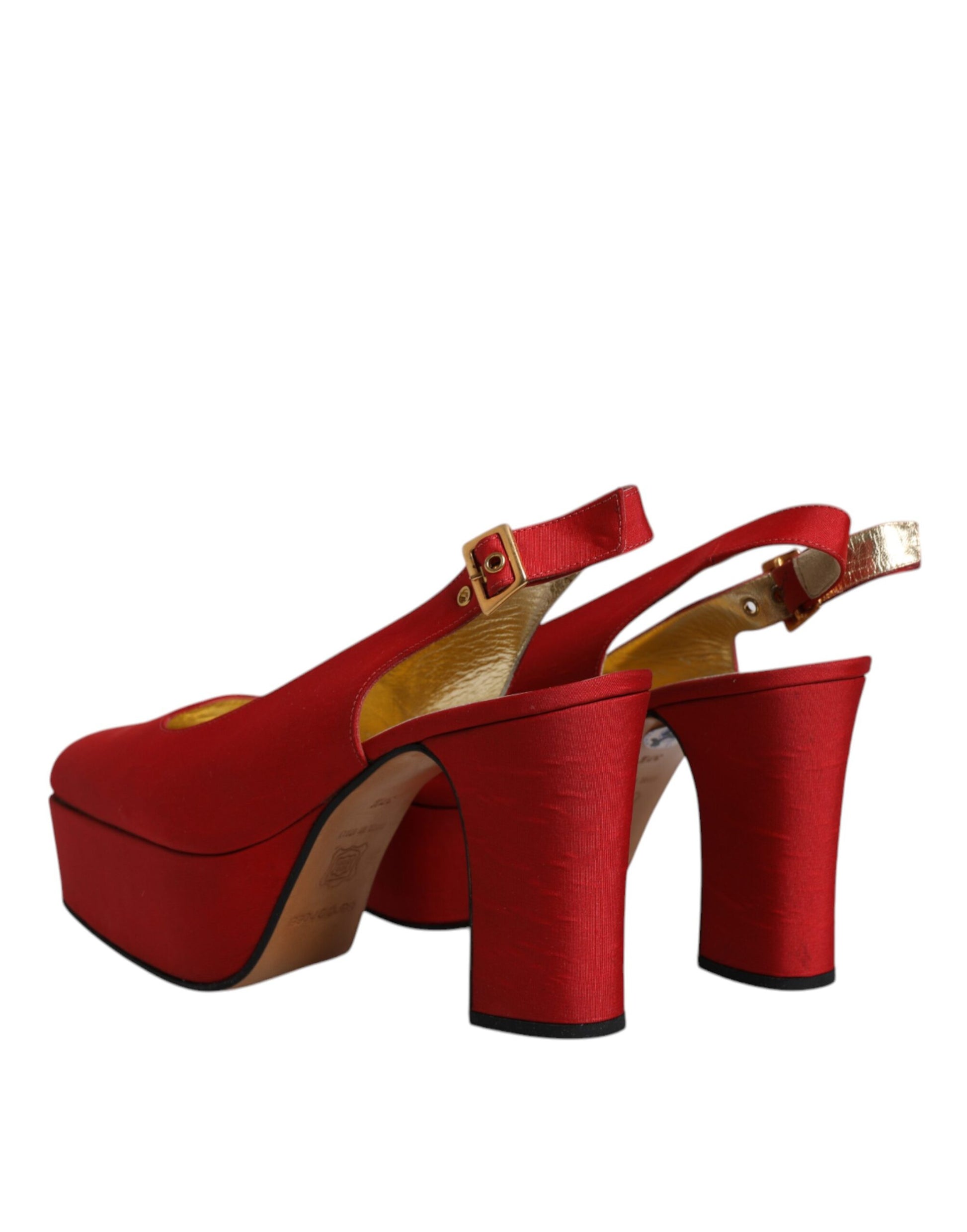 Red Platform Slingback Heels Sandals Shoes