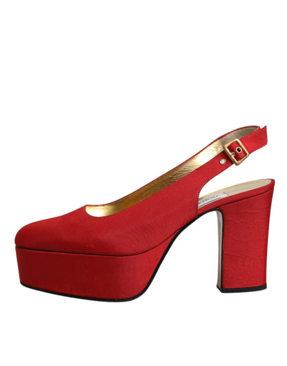 Red Platform Slingback Heels Sandals Shoes