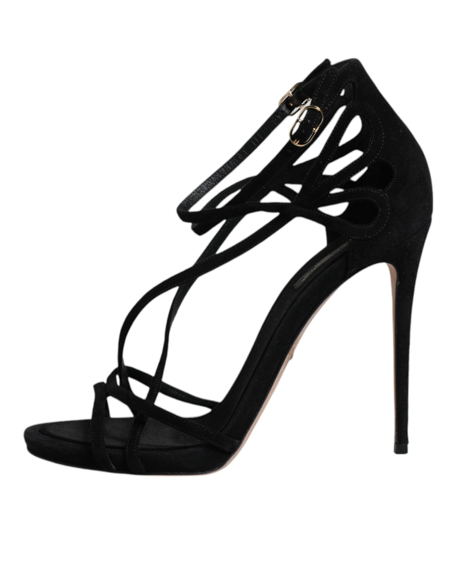 Black Suede Ankle Strap Heels Sandals Shoes