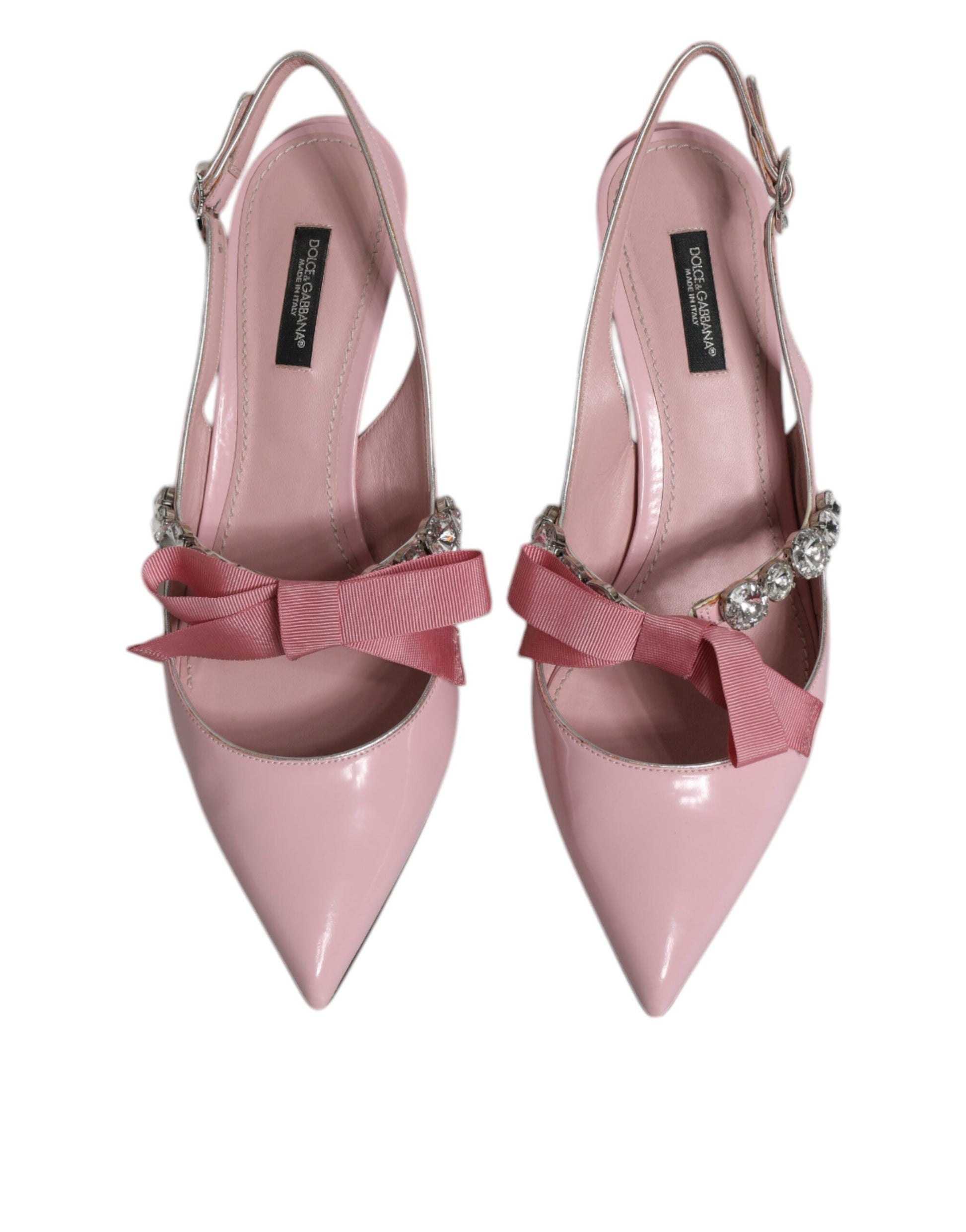 Pink Patent Leather Crystal Slingbacks Shoes