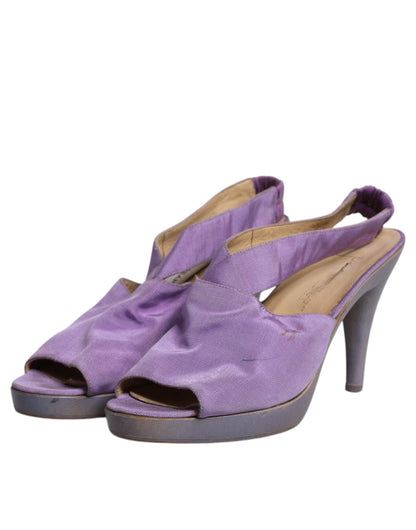 Purple Platform Slingback Heels Sandals Shoes