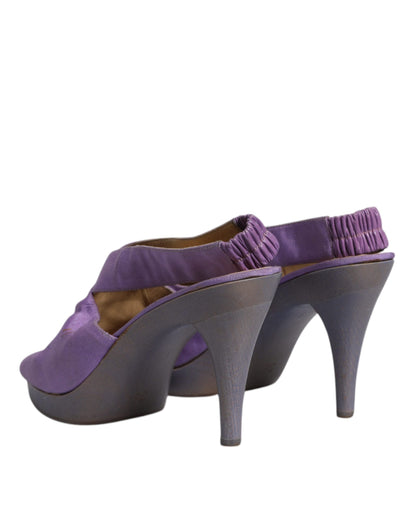 Purple Platform Slingback Heels Sandals Shoes