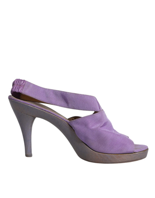 Purple Platform Slingback Heels Sandals Shoes