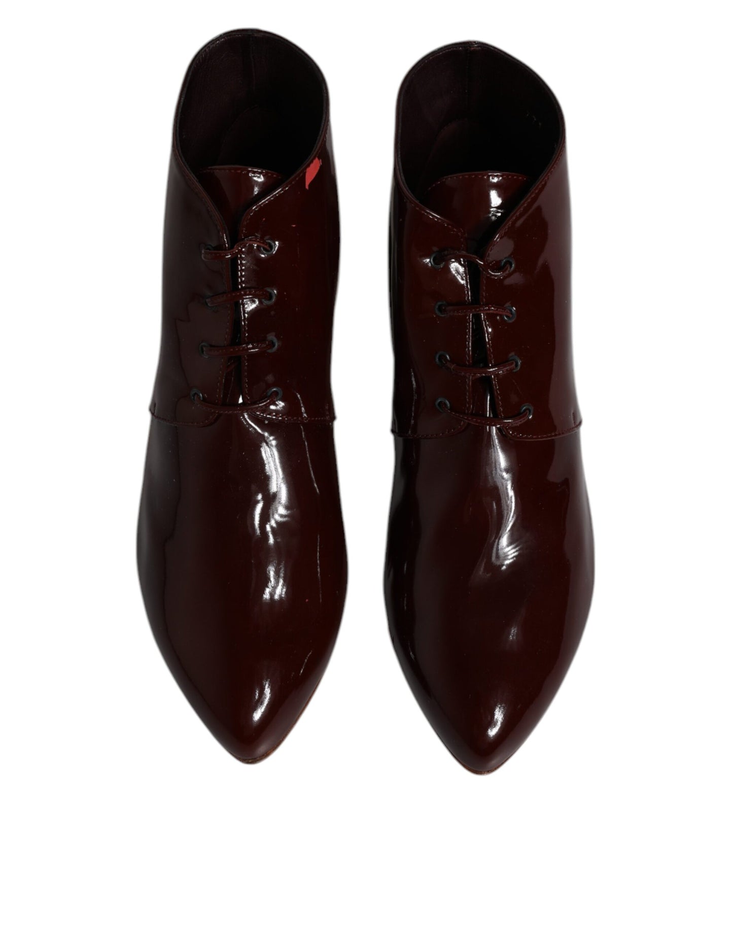 Maroon Leather Lace Up Ankle Boots Shoes