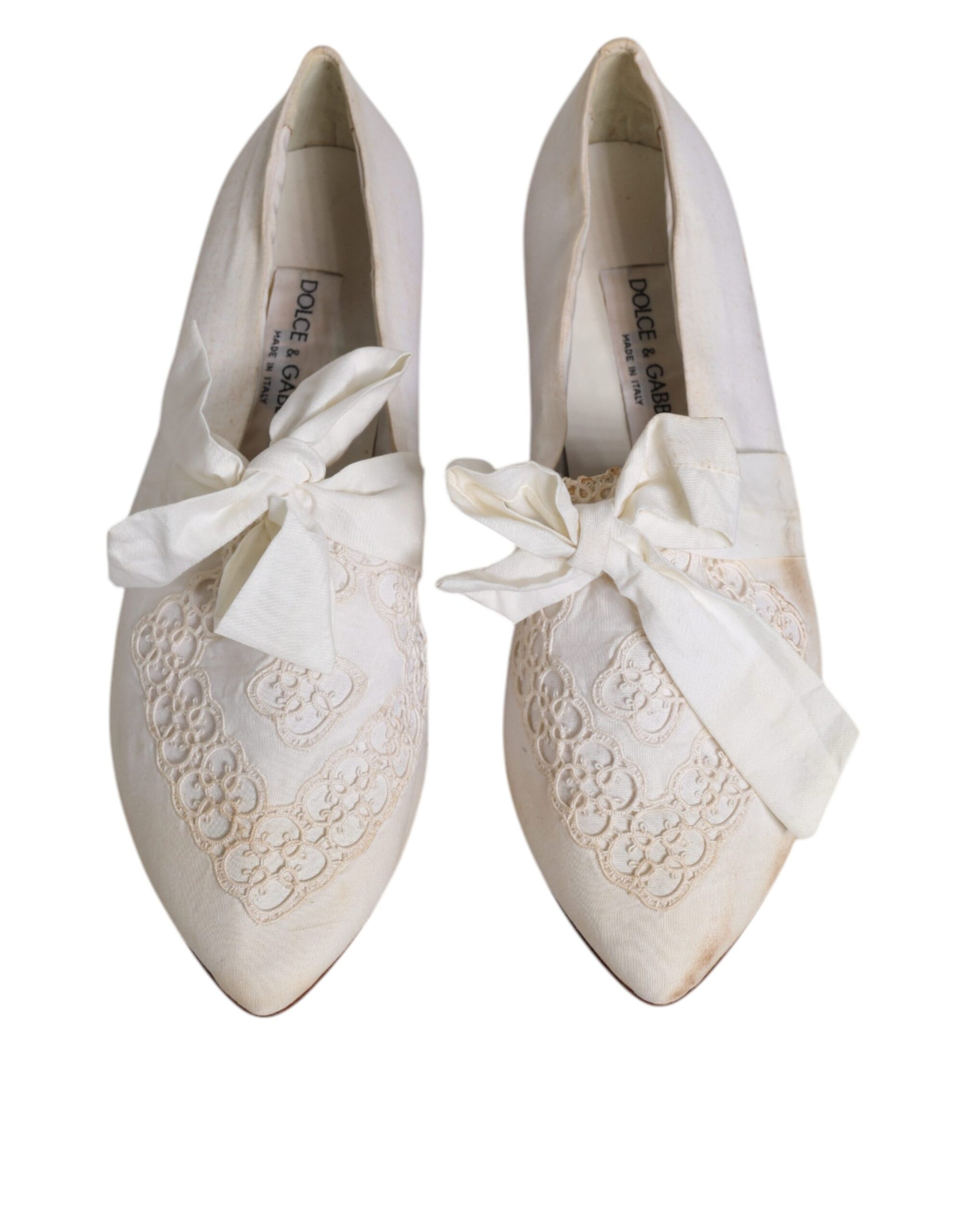 White Ribbon Fabric Ballerina Flats Shoes