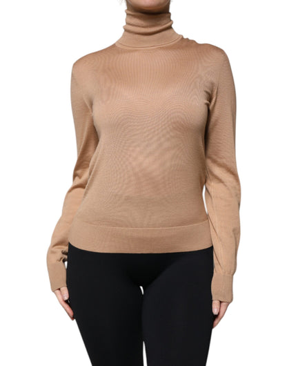 Brown Turtleneck Long Sleeve Pullover Sweater