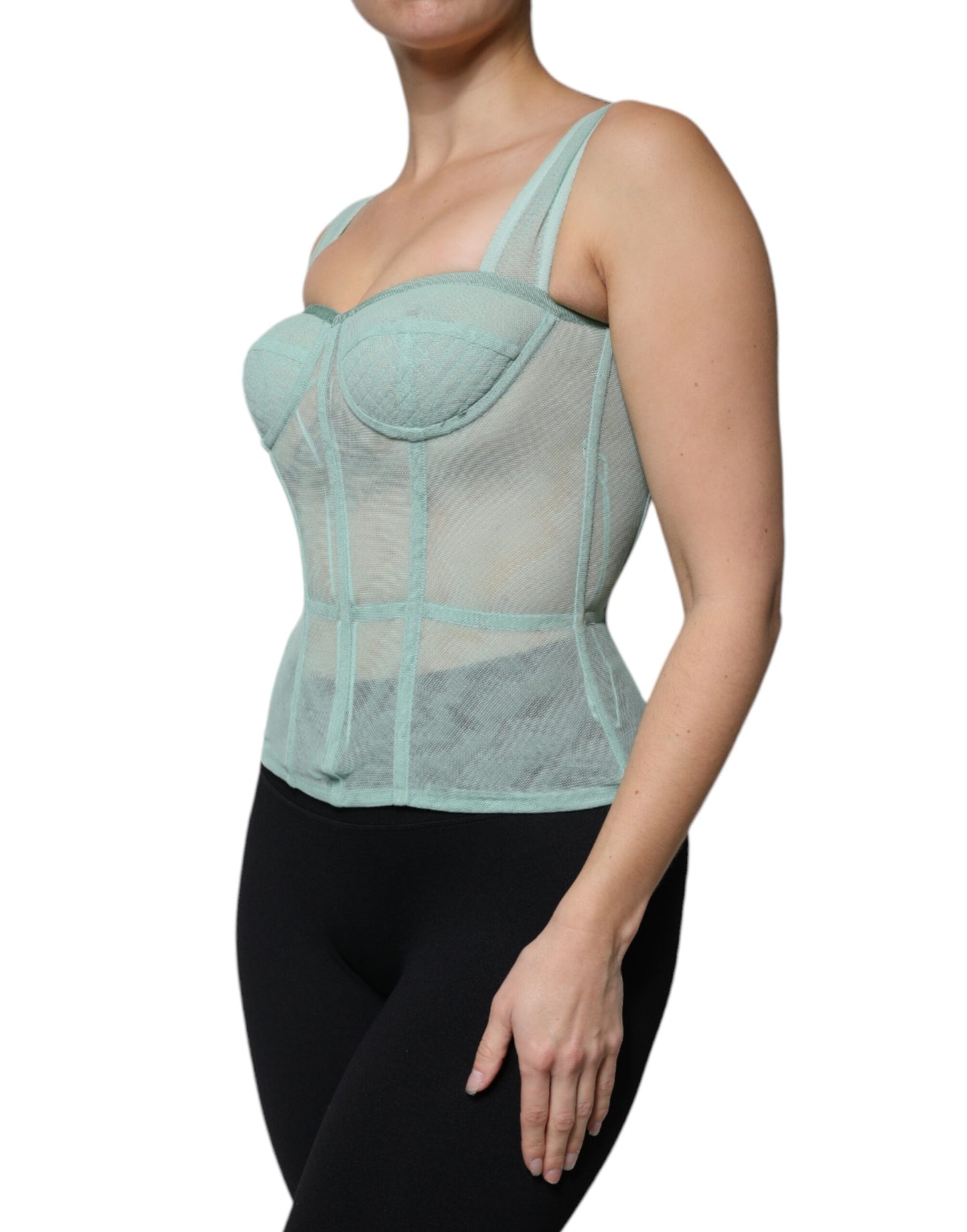 Green Cotton Bustier Corset Sleeveless Top