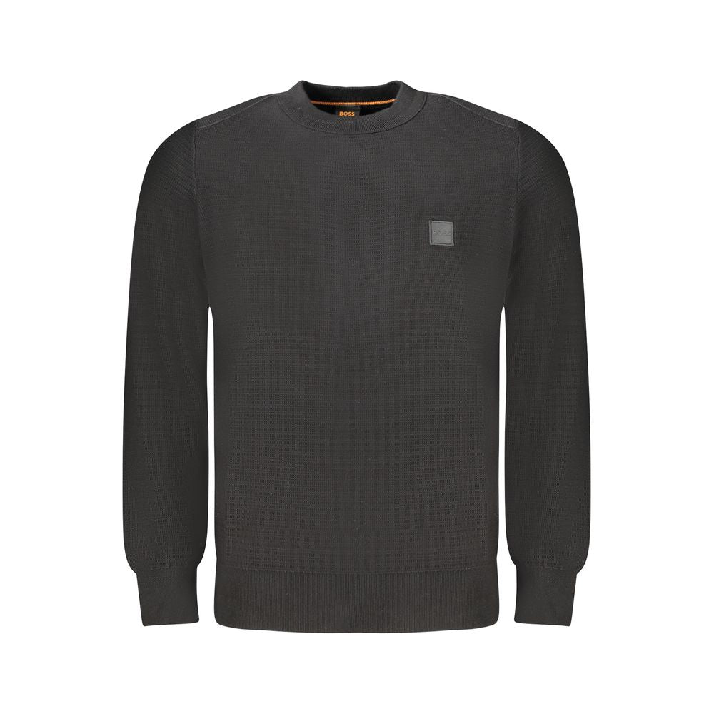 Black Cotton Men Sweater