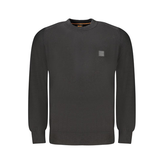 Black Cotton Men Sweater