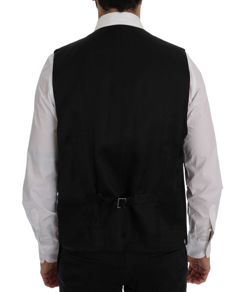 Elegant Striped Wool Blend Waistcoat Vest