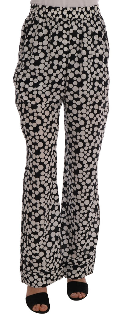 Elegante High-Waist-Hose aus Seide mit Polka Dots