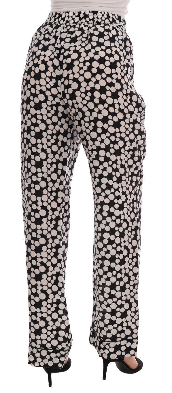 Elegante High-Waist-Hose aus Seide mit Polka Dots