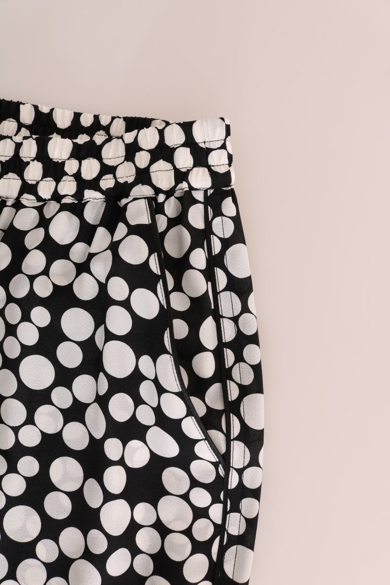 Elegante High-Waist-Hose aus Seide mit Polka Dots