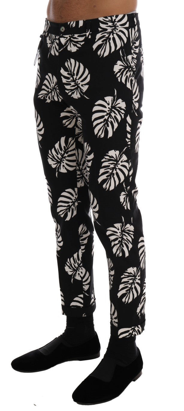 Slim Fit Knöchelhose mit Blätter-Print