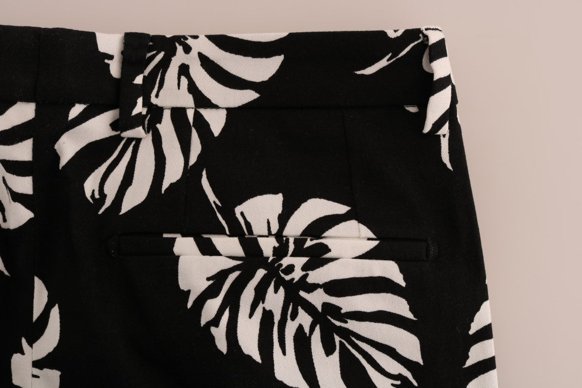 Slim Fit Knöchelhose mit Blätter-Print