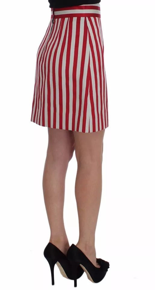 Silver Red Striped Above Knees Skirt