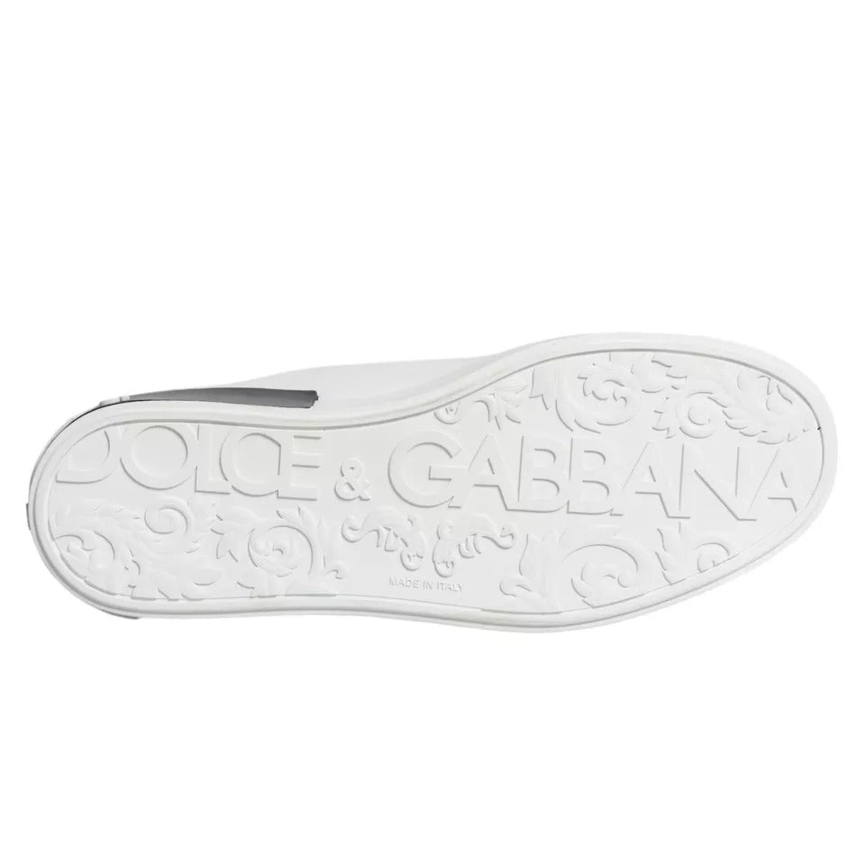 White Leather Logo Portofino Sneaker Shoes