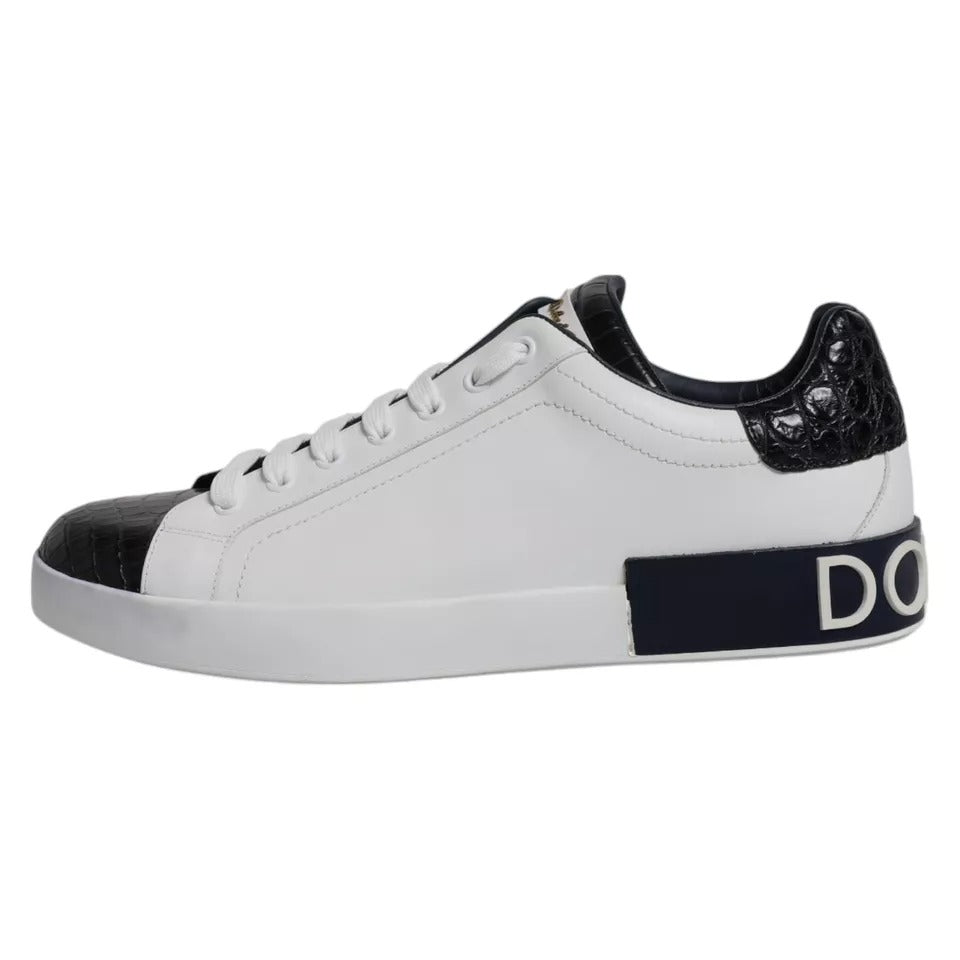 White Leather Logo Portofino Sneaker Shoes