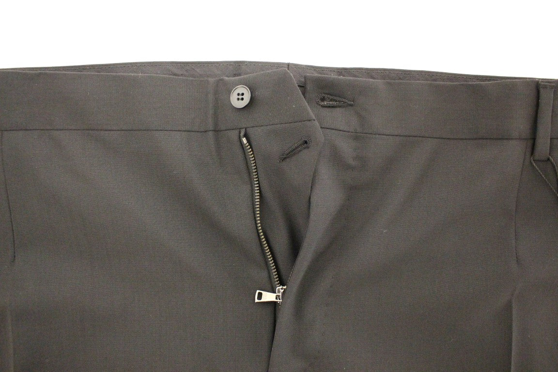 Elegante schwarze Wollhose mit Bundfalten