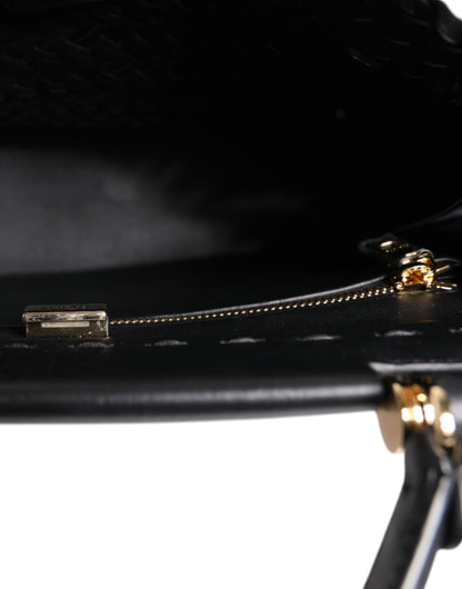 Black Leather Sicily Top Handle Shoulder Bag