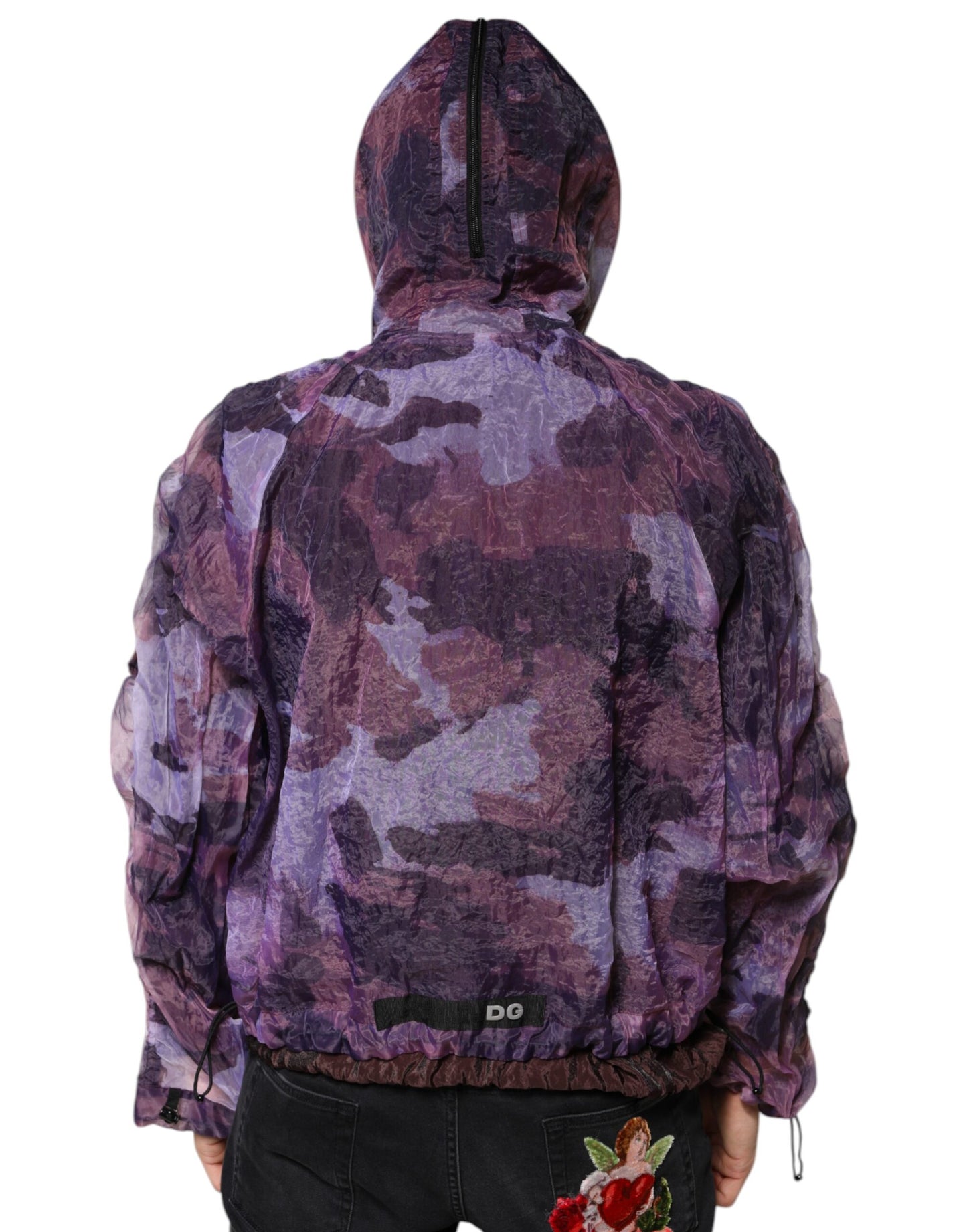 Purple Camouflage Hooded Men Blouson Jacket