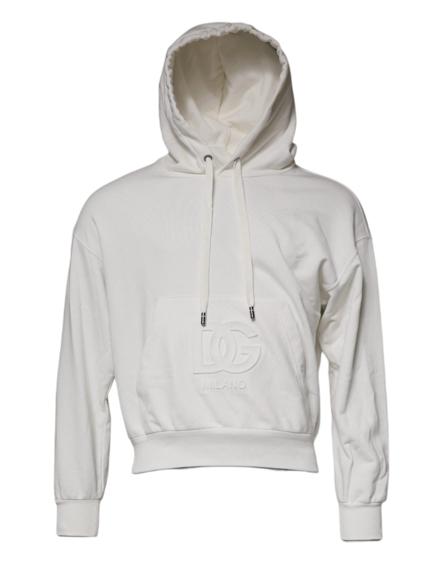 White Logo Hooded Pullover Men Sweatshirt Sweater