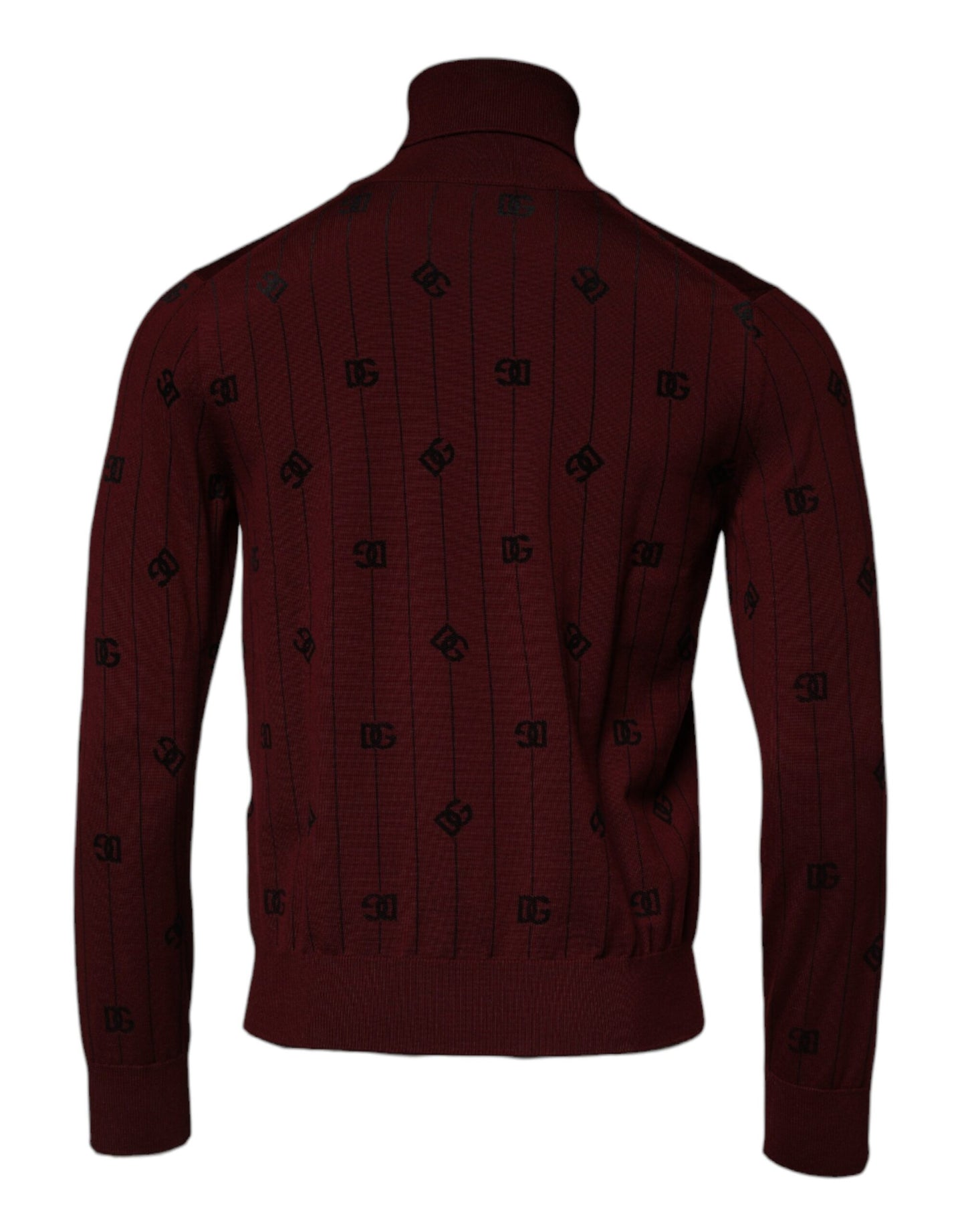 Maroon Monogram Turtleneck Pullover Sweater