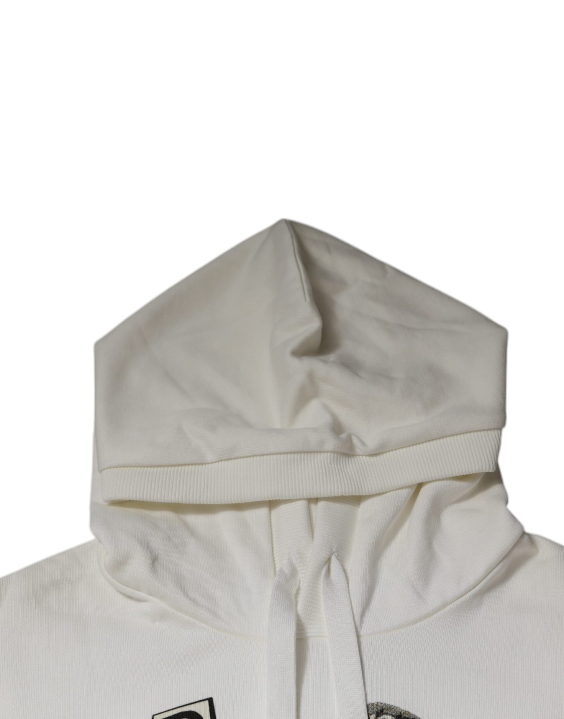 White Caesar Cotton Hooded Pullover Sweater