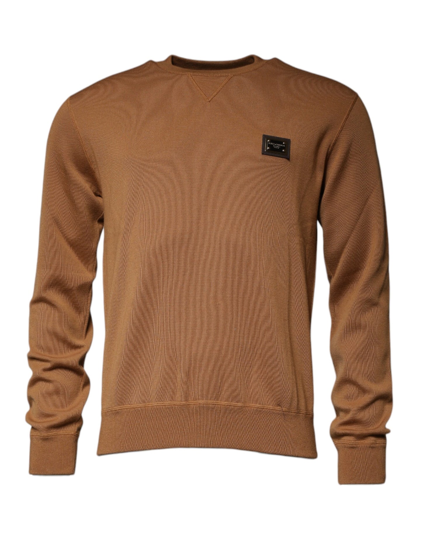 Brown Logo Plaque Crew Neck Pullover Sweater