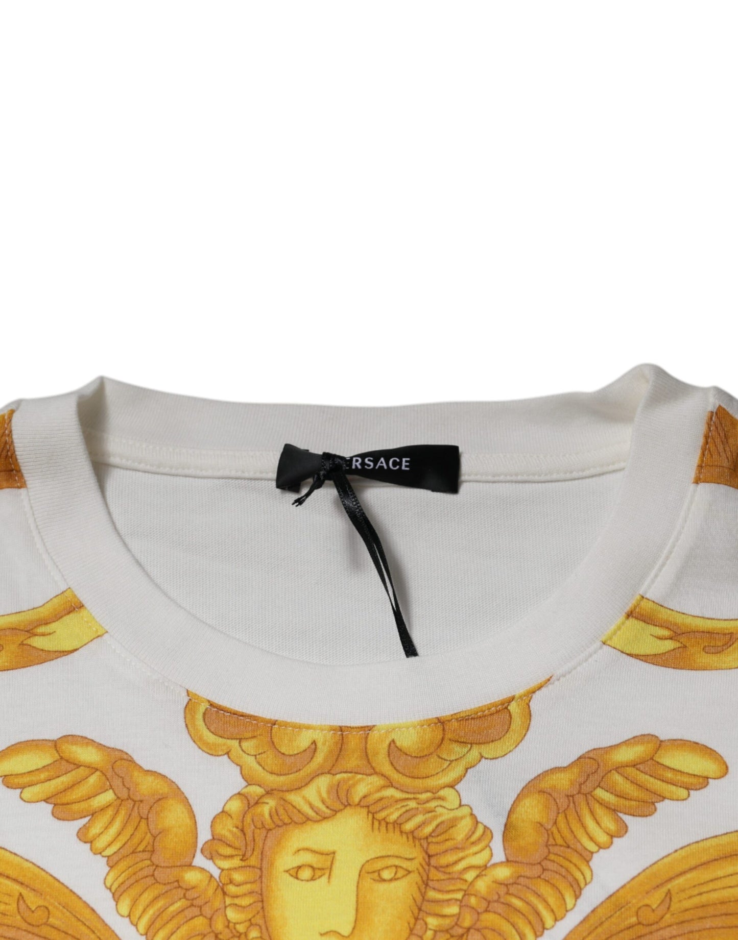 White Medusa Print Cotton Crew Neck T-shirt