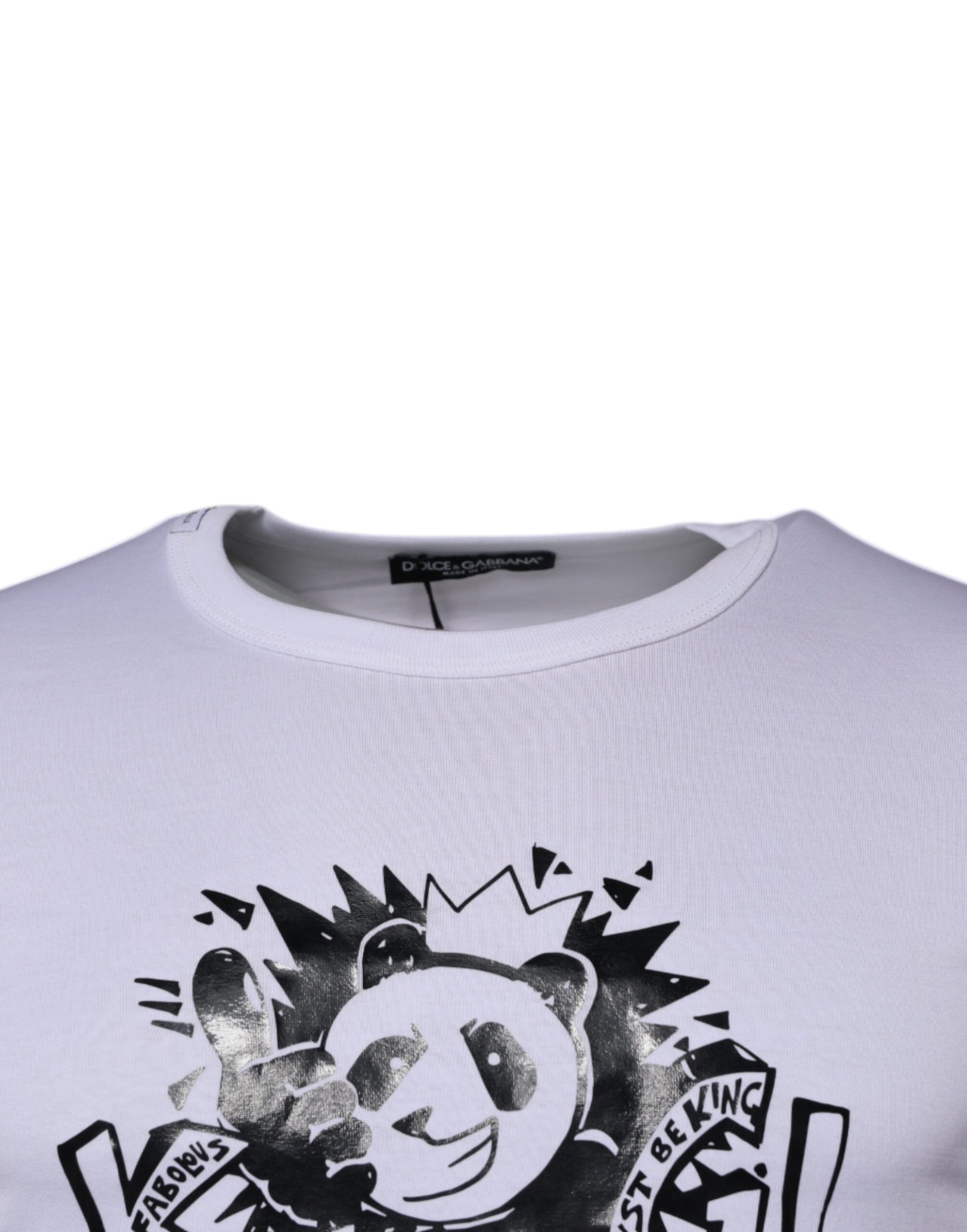 White Panda King Cotton Crew Neck T-shirt