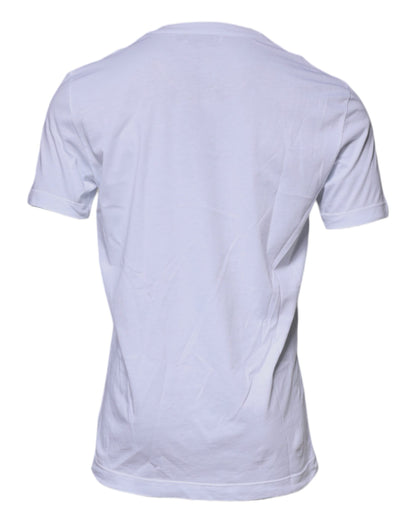 White Logo Patch Cotton Crew Neck T-shirt