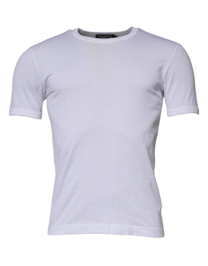 White Cotton Crew Neck Short Sleeves T-shirt