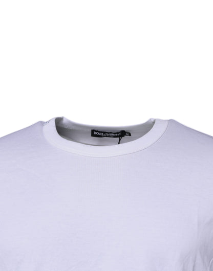 White Cotton Crew Neck Short Sleeves T-shirt