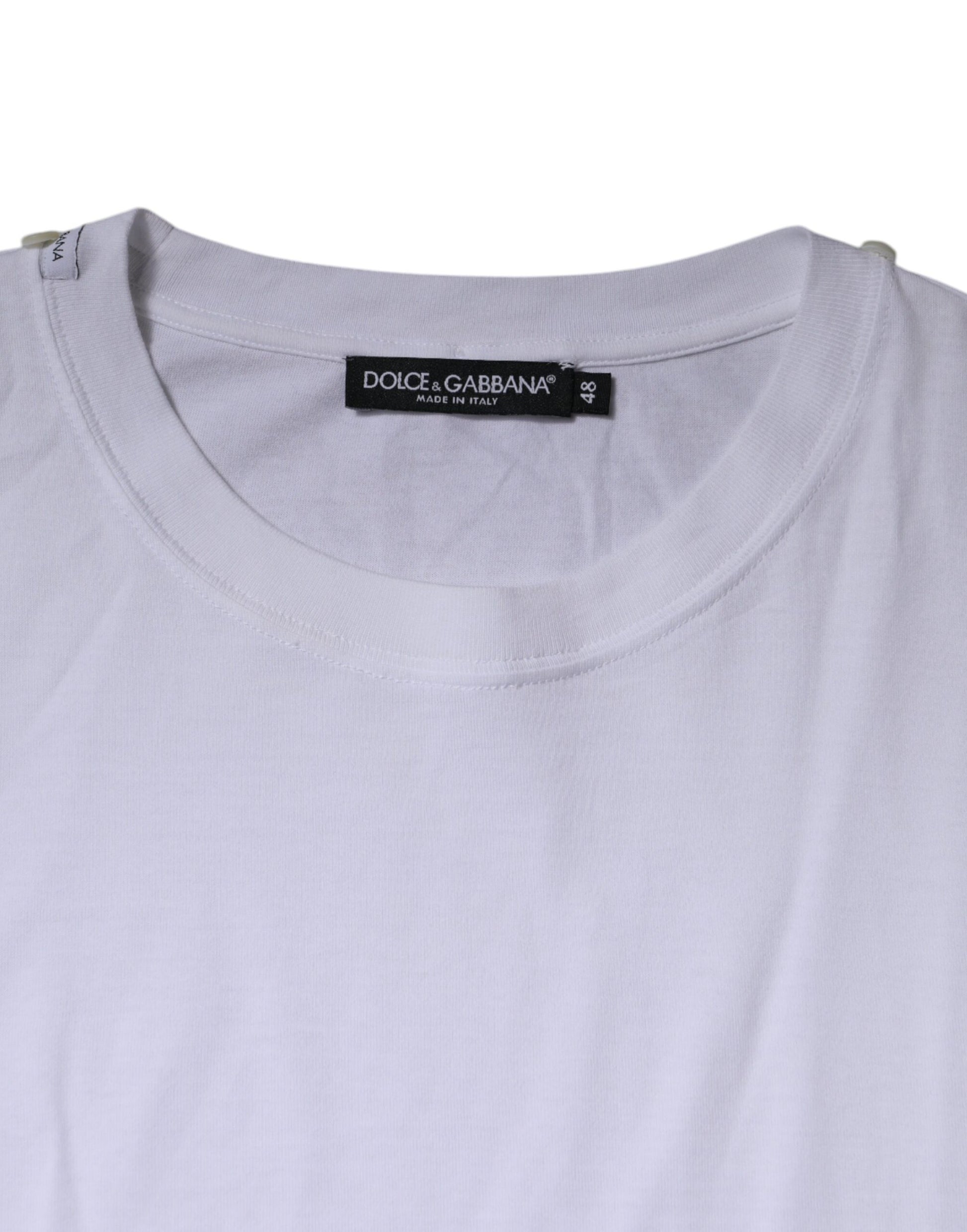 White Cotton Logo Plaque Crew Neck T-shirt