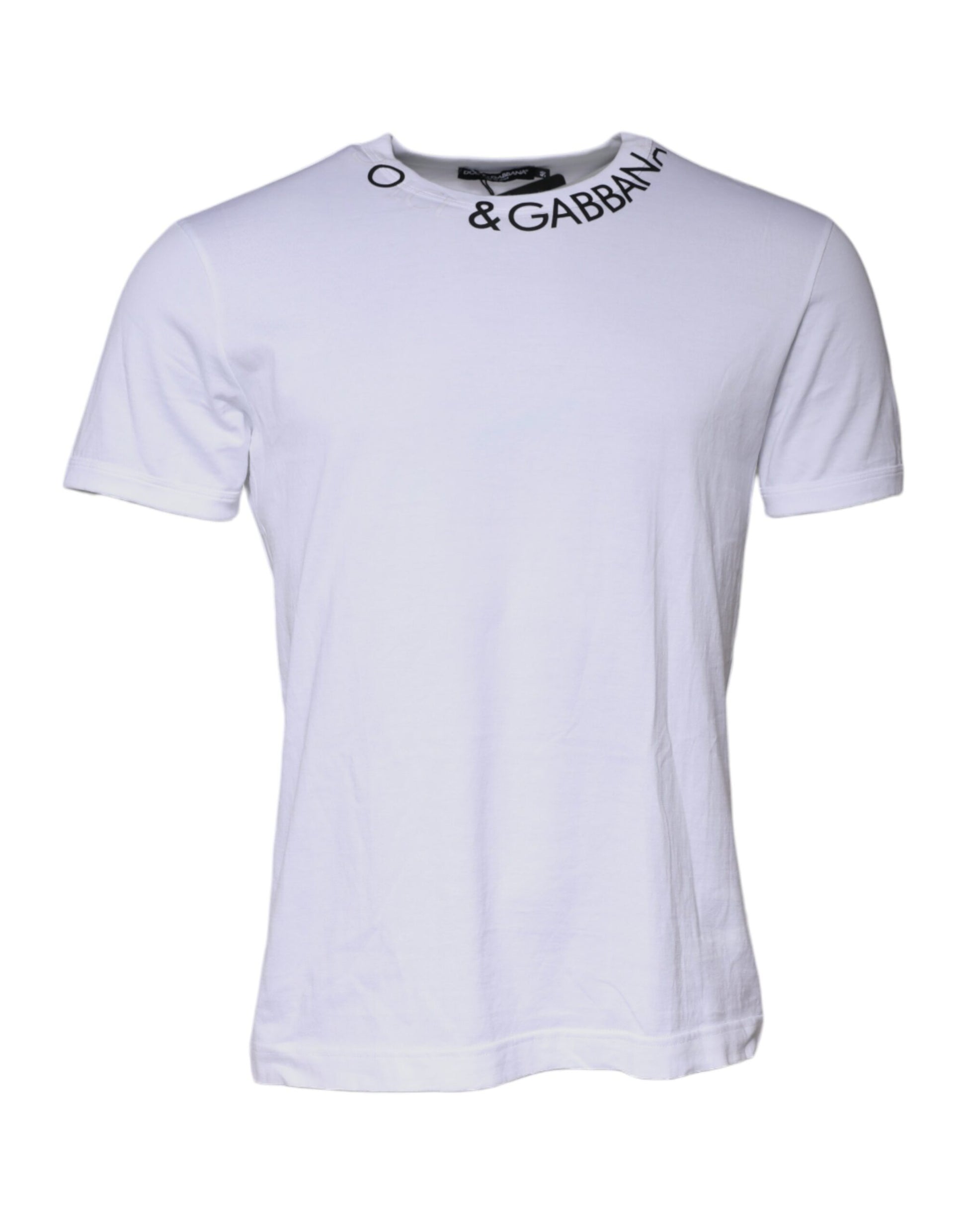 White Cotton Logo Crew Neck Short Sleeves T-shirt