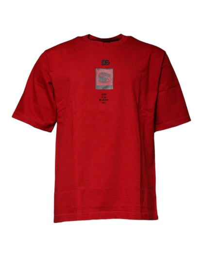 Red DG Eye Cotton Crew Neck T-shirt