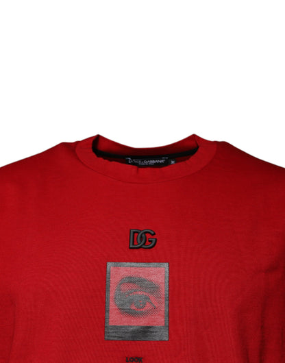 Red DG Eye Cotton Crew Neck T-shirt