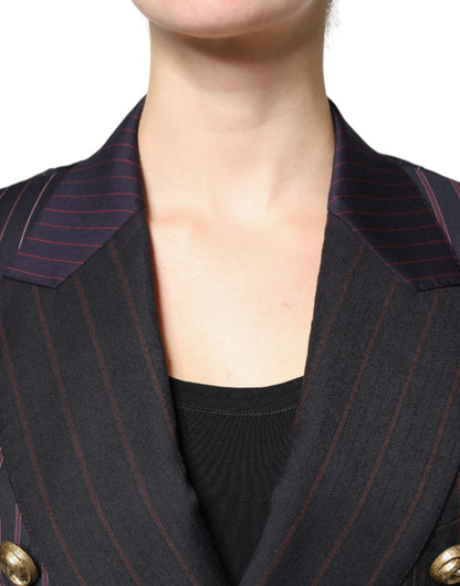 Multicolor Stripes Wool Cropped Blazer Coat Jacket