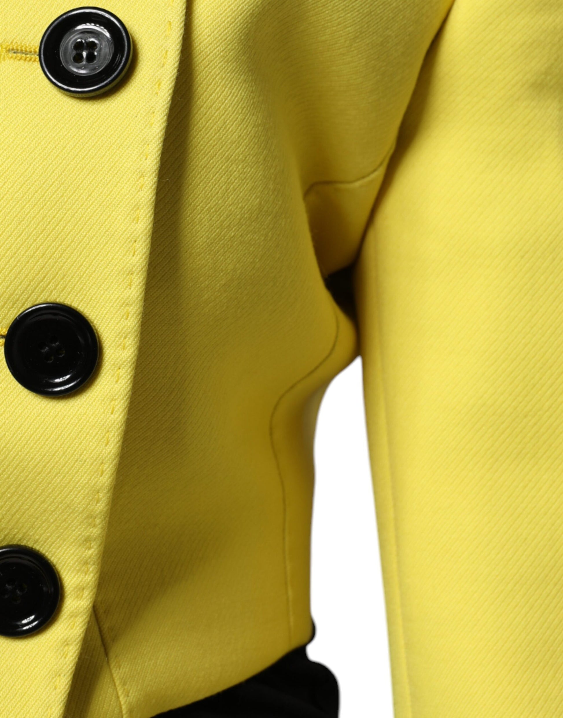 Lemon Yellow Wool Long Sleeves Cropped Coat Jacket