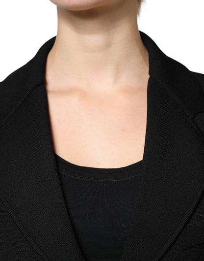 Black Viscose Single Breasted Blazer Jacket