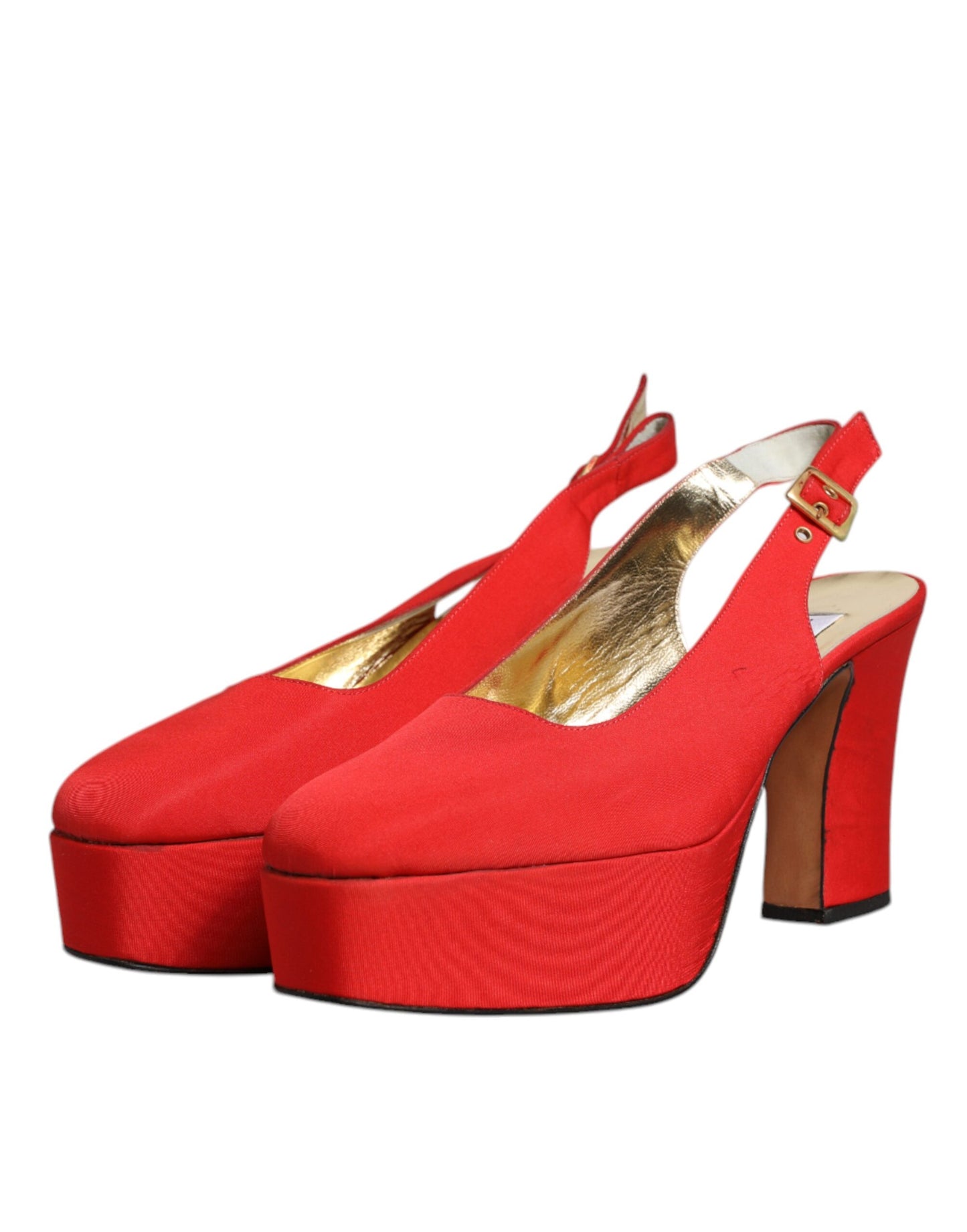 Red Platform Slingback Heels Sandals Shoes