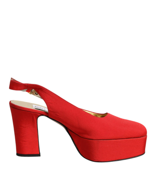 Red Platform Slingback Heels Sandals Shoes