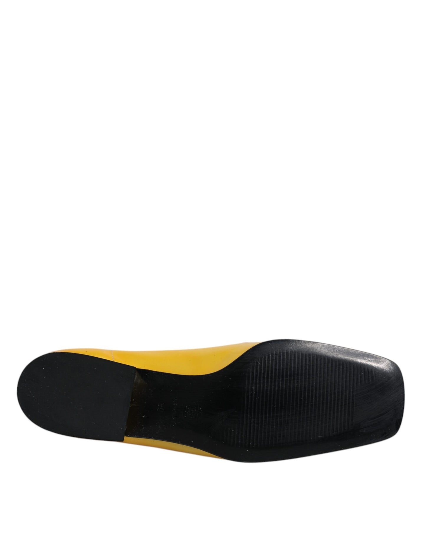 Yellow Leather Logo Plaque Slip On Mocassin Shoes