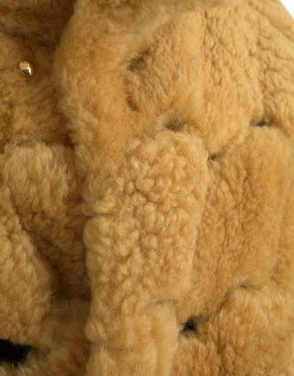 Yellow Wool Long Teddy Coat Jacket