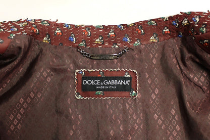 Exklusive Bordeaux-Lederjacke mit Boxer-Print