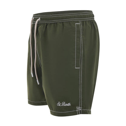 Green Polyester Men's Swim Trunk