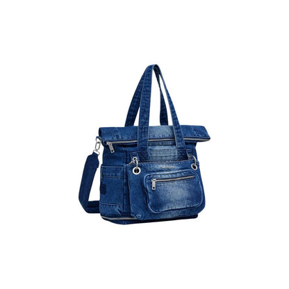 Blue Polyester Handbag